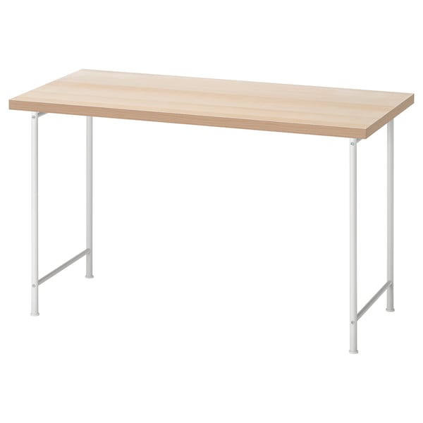 LAGKAPTEN / SPÄND - Desk, white stained oak effect/white, 120x60 cm