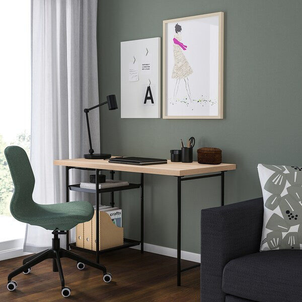 LAGKAPTEN / SPÄND desk, white stained oak effect/black, 120x60 cm