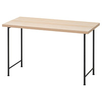 LAGKAPTEN / SPÄND desk, white stained oak effect/black, 120x60 cm