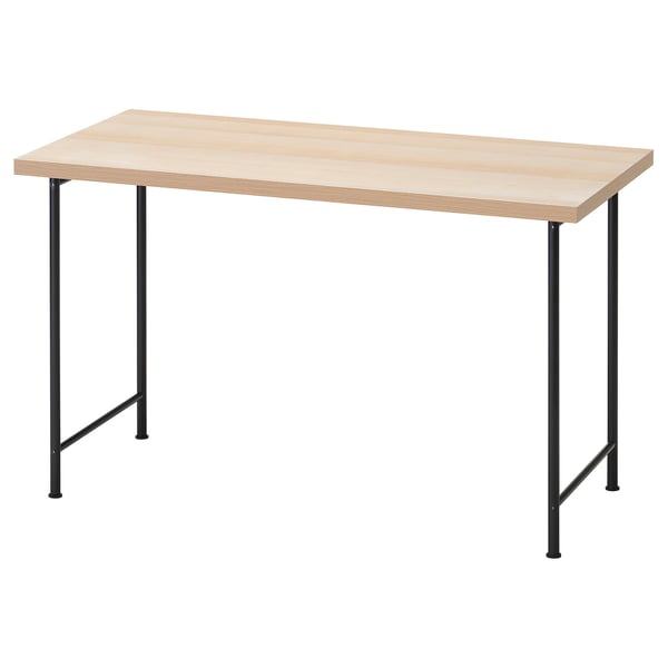 LAGKAPTEN / SPÄND desk, white stained oak effect/black, 120x60 cm