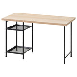 LAGKAPTEN / SPÄND desk, white stained oak effect/black, 120x60 cm
