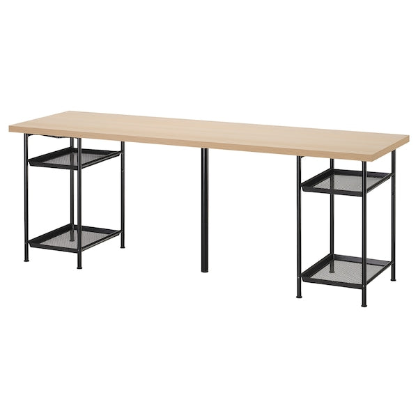 LAGKAPTEN / SPÄND - Desk, oak effect with black/white stain,200x60 cm