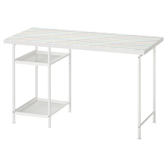 LAGKAPTEN / SPÄND - LAGKAPTEN / SPÄND Desk, grid/multicolour white, 120x60 cm