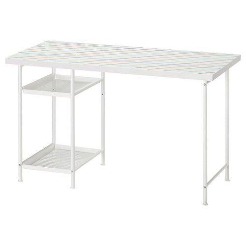 LAGKAPTEN / SPÄND - Desk, grid/white multicolour, 120x60 cm - Length: 120 cmWidth: 60 cmHeight: 73 cm