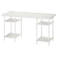 LAGKAPTEN / SPÄND desk, grid multicolour/white, 140x60 cm
