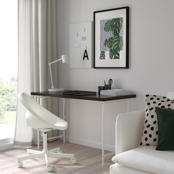 LAGKAPTEN / SPÄND desk, black-brown/white, 120x60 cm