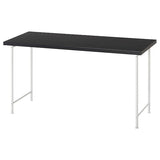 LAGKAPTEN / SPÄND desk, black-brown/white, 140x60 cm