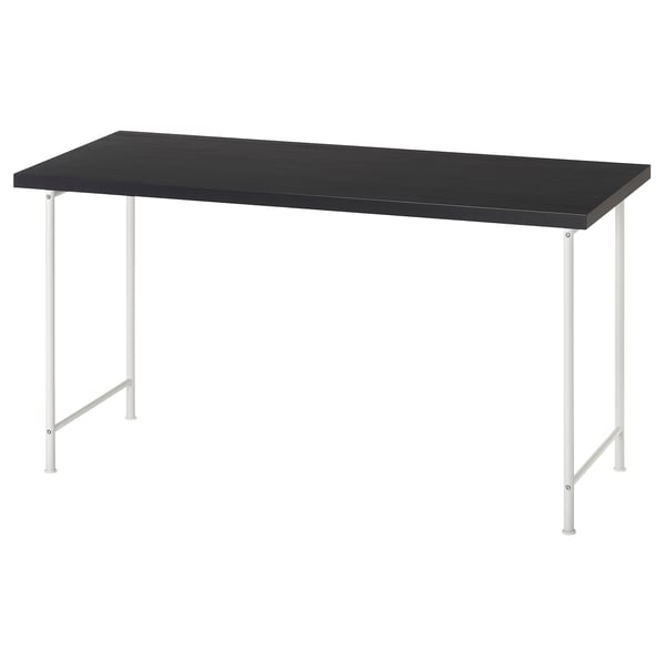 LAGKAPTEN / SPÄND desk, black-brown/white, 140x60 cm
