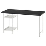 LAGKAPTEN / SPÄND desk, black-brown/white, 140x60 cm
