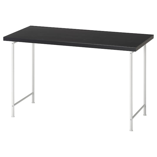 LAGKAPTEN / SPÄND - Desk, brown-black/white,120x60 cm