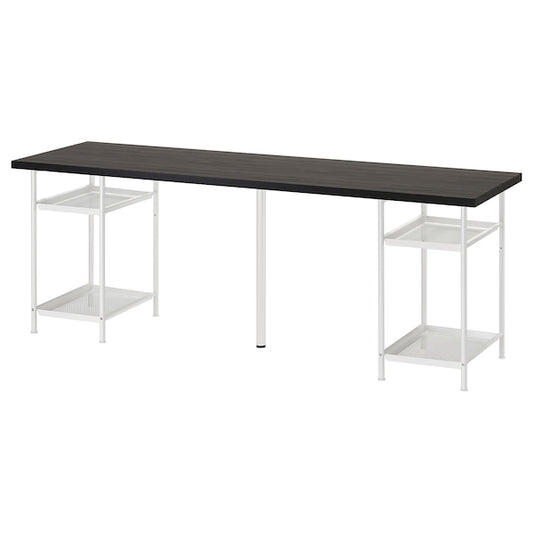 LAGKAPTEN / SPÄND - Desk, brown-black/white,200x60 cm