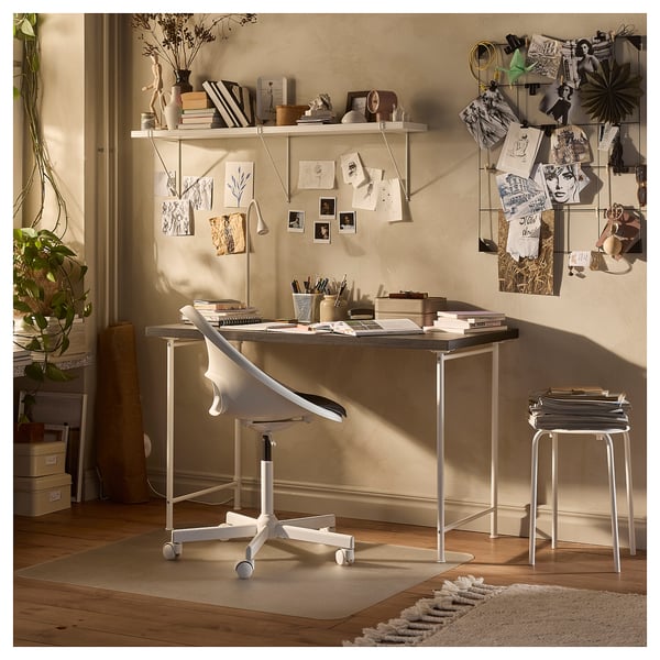 LAGKAPTEN / SPÄND desk, black-brown/white, 120x60 cm