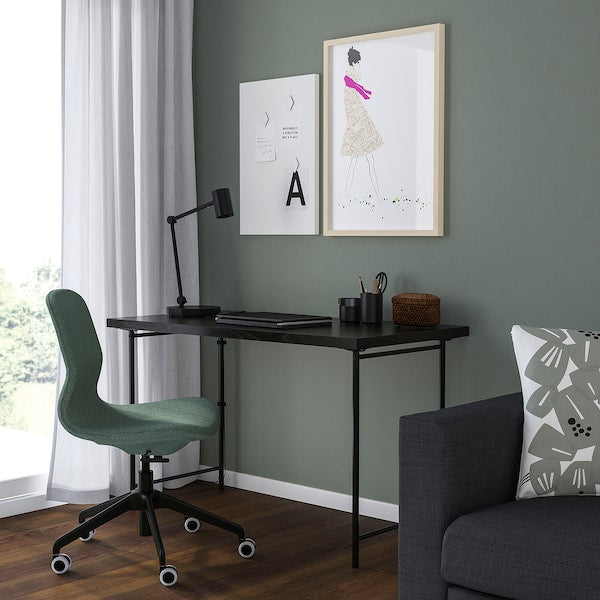 LAGKAPTEN / SPÄND desk, black-brown/black, 120x60 cm