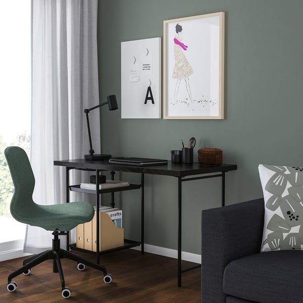 LAGKAPTEN / SPÄND desk, black-brown/black, 120x60 cm