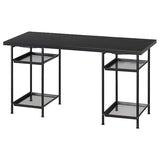 LAGKAPTEN / SPÄND desk, black-brown/black, 140x60 cm
