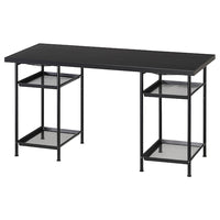 LAGKAPTEN / SPÄND desk, black-brown/black, 140x60 cm