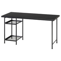LAGKAPTEN / SPÄND desk, black-brown/black, 140x60 cm