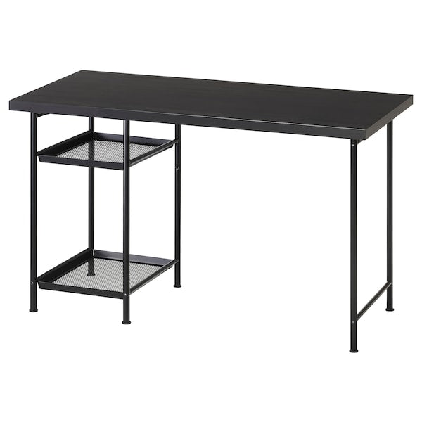LAGKAPTEN / SPÄND desk, black-brown/black, 120x60 cm