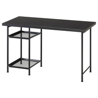LAGKAPTEN / SPÄND desk, black-brown/black, 120x60 cm