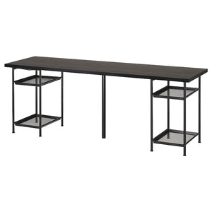 LAGKAPTEN / SPÄND desk, black-brown/black, 200x60 cm