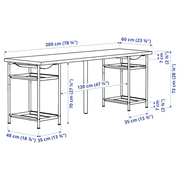 Ikea LAGKAPTEN / SPÄND - Desk, white stained oak/white, 200x60 cm