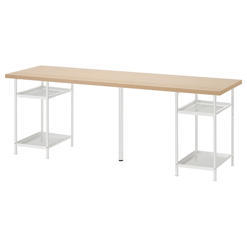 LAGKAPTEN / SPÄND - Desk, white stained oak/white, 200x60 cm