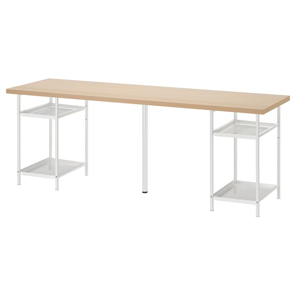 LAGKAPTEN / SPÄND desk, white stained oak/white, 200x60 cm