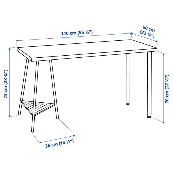 LAGKAPTEN / TILLSLAG - LAGKAPTEN / TILLSLAG Desk, white/black, 140x60 cm