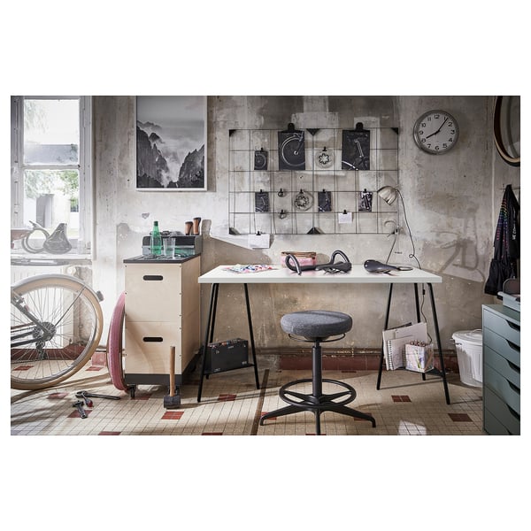 LAGKAPTEN / TILLSLAG - LAGKAPTEN / TILLSLAG Desk, white/black, 140x60 cm