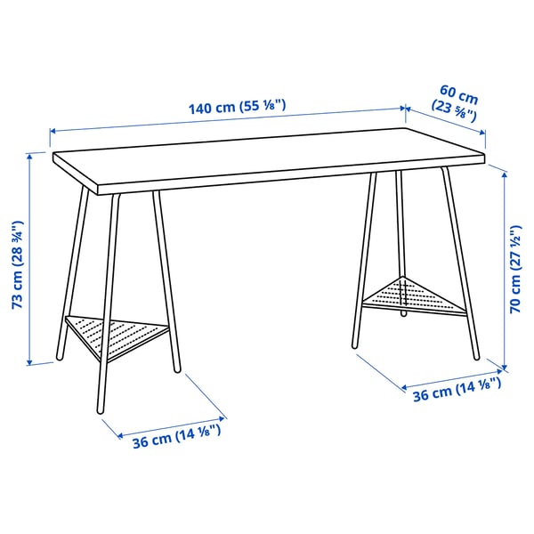 LAGKAPTEN / TILLSLAG - LAGKAPTEN / TILLSLAG Desk, white stained oak effect black, 140x60 cm