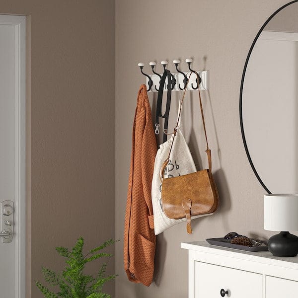 Ikea LANDKRABBA - Rack with 5 hooks, white, 50 cm