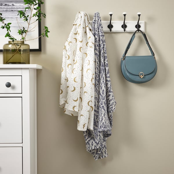 LANDKRABBA - LANDKRABBA Rack with 5 hooks, white, 50 cm