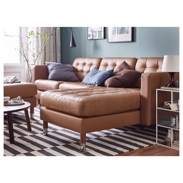 LANDSKRONA chaise longue, add-on unit, Grann/Bomstad golden-brown/metal, 78x78x158 cm