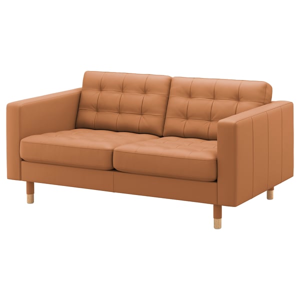 LANDSKRONA 2-seat sofa, Grann/Bomstad golden-brown/wood, 140x64x89 cm