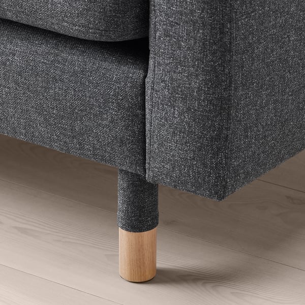 LANDSKRONA 2-seat sofa, Gunnared dark grey/wood, 140x64x89 cm