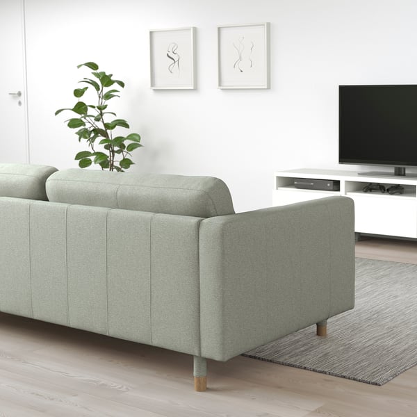 LANDSKRONA 2-seat sofa, Gunnared light green/wood, 164x78x89 cm