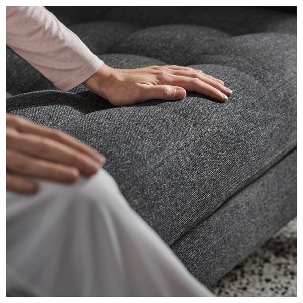 LANDSKRONA 3-seat sofa, with chaise longue/Gunnared dark grey/wood, 240 cm