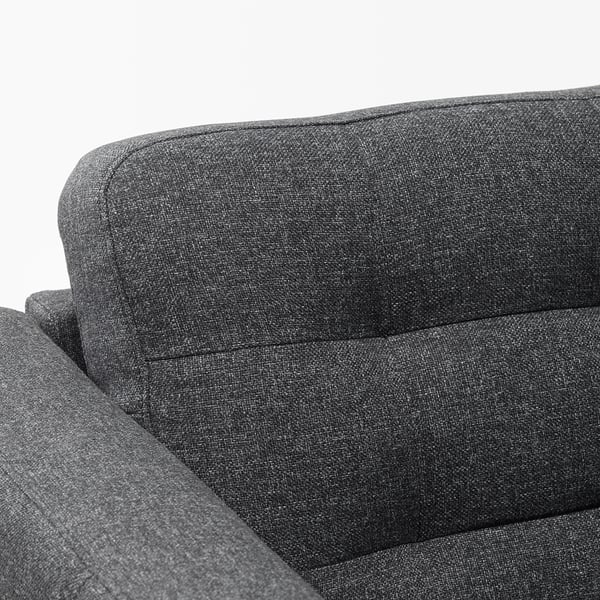 LANDSKRONA 3-seat sofa, with chaise longue/Gunnared dark grey/wood, 240 cm
