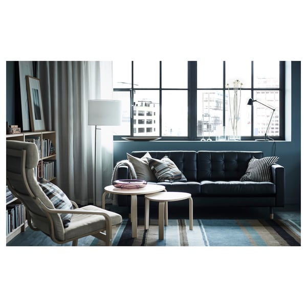 LANDSKRONA three-seat sofa, Grann/Bomstad black/wood, 204x64x89 cm