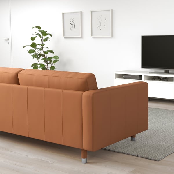 LANDSKRONA 3-seater sofa - Grann/Bomstad brown/metal ochre ,
