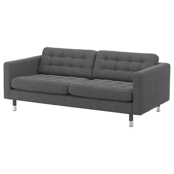 LANDSKRONA 3-seat sofa, Gunnared dark grey/metal, 204x78x89 cm