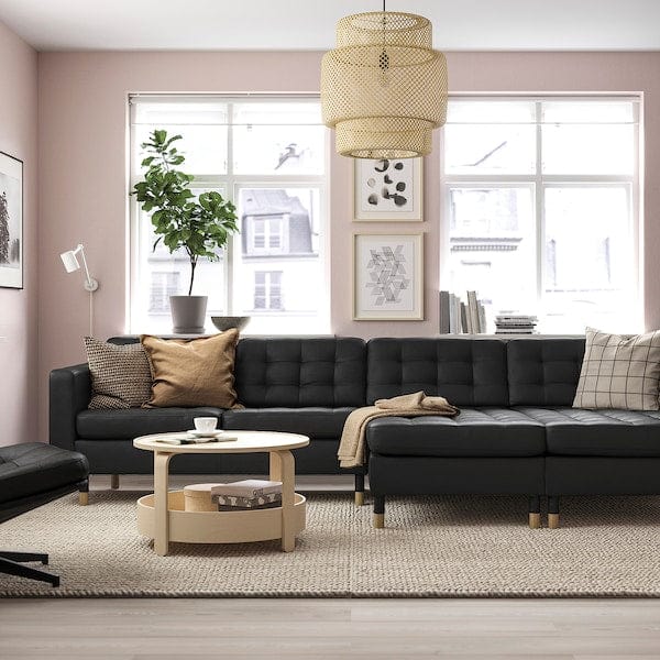 Ikea LANDSKRONA - 4-seater sofa with chaise-longue, Grann/Bomstad black/wood ,