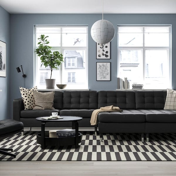Ikea LANDSKRONA - 4-seater sofa with chaise-longue, Grann/Bomstad black/metal