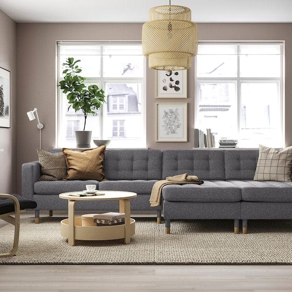 Ikea LANDSKRONA - 4-seater sofa with chaise-longue, Gunnared dark grey/wood ,