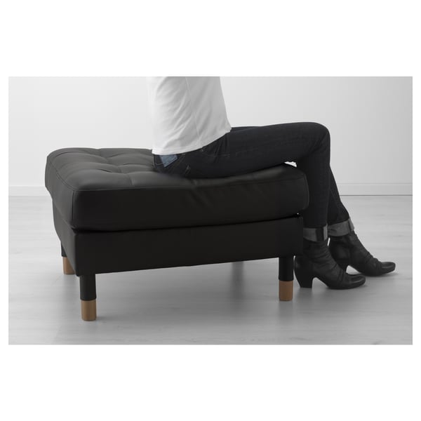LANDSKRONA footstool, Grann/Bomstad black/wood, 77x65 cm