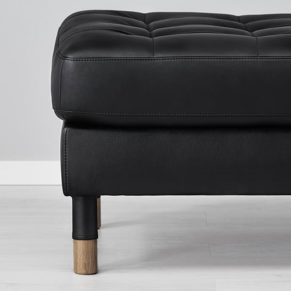 LANDSKRONA footstool, Grann/Bomstad black/wood, 77x65 cm