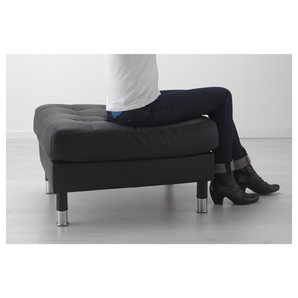 LANDSKRONA footstool, Grann/Bomstad black/metal, 77x65 cm