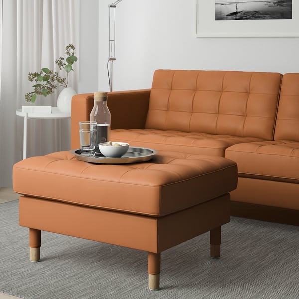 LANDSKRONA footstool, Grann/Bomstad golden-brown/wood, 77x65 cm