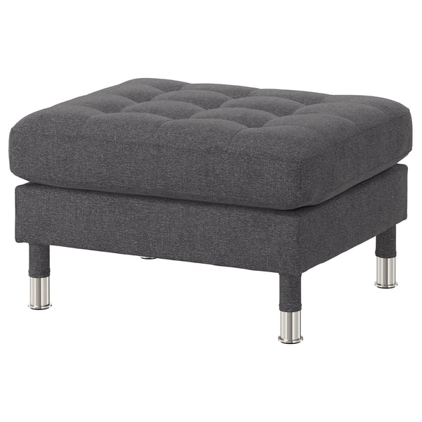 LANDSKRONA footstool, Gunnared dark grey/metal, 77x65 cm
