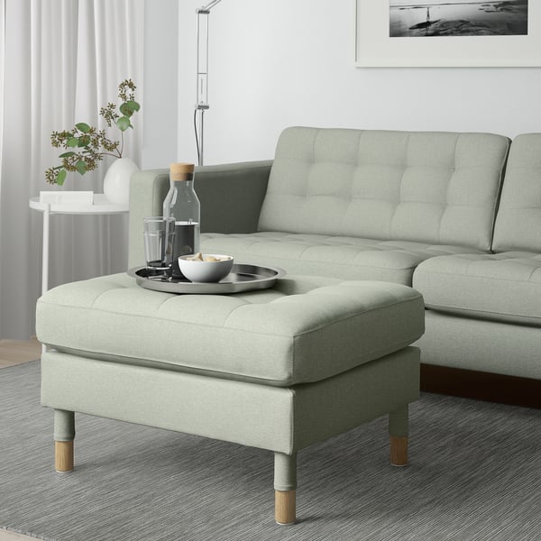 LANDSKRONA footstool, Gunnared light green/wood